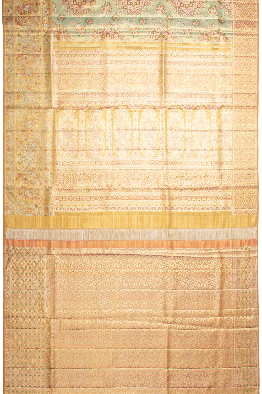 Kanchipuram Silk Tissue Brocade Green Saree