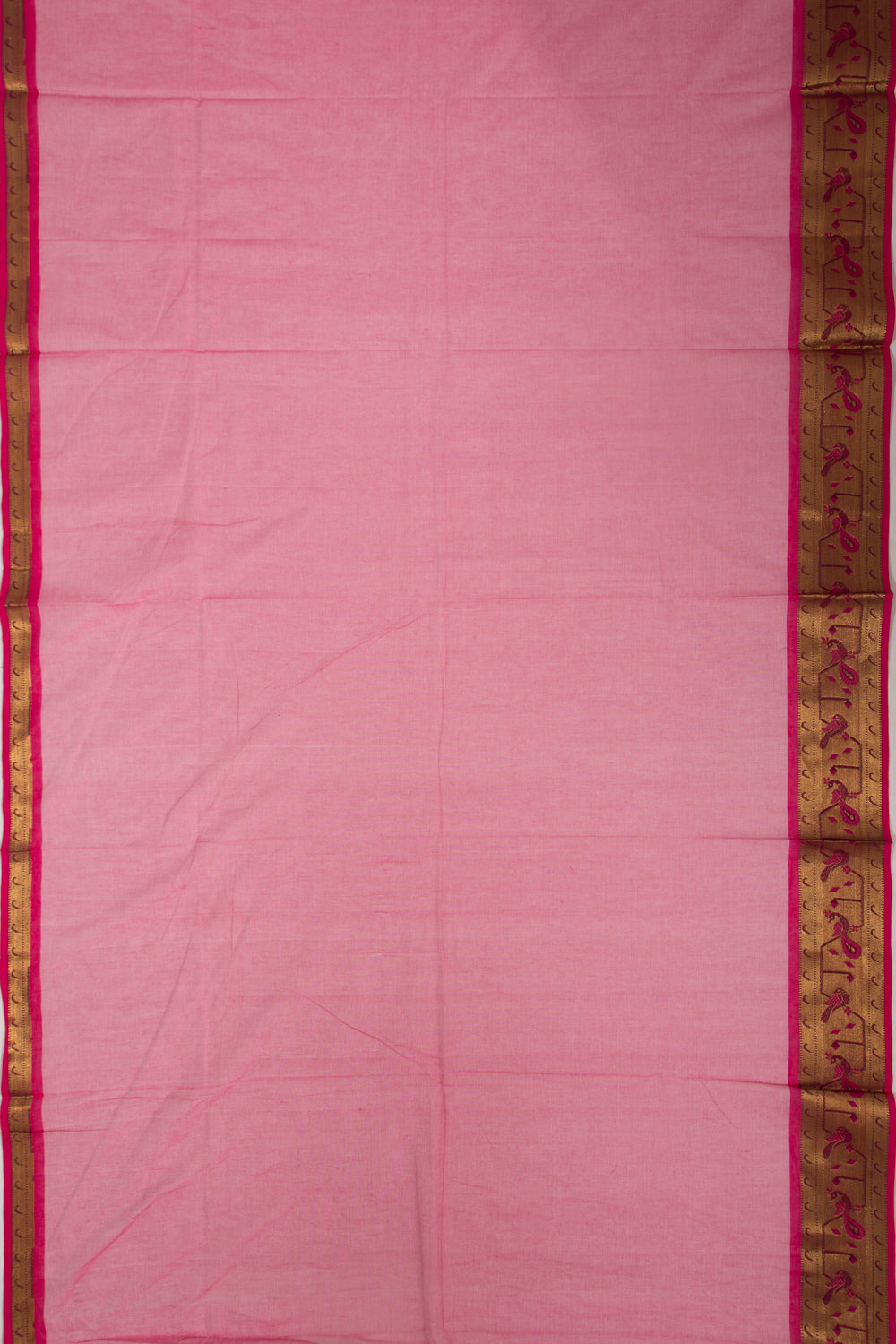 Chettinad Cotton Plain Pink Saree