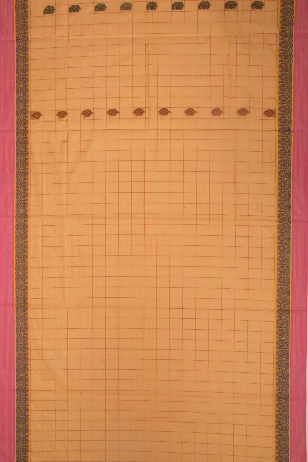 Chettinad Cotton Checks And Butta Mustard Yellow Saree