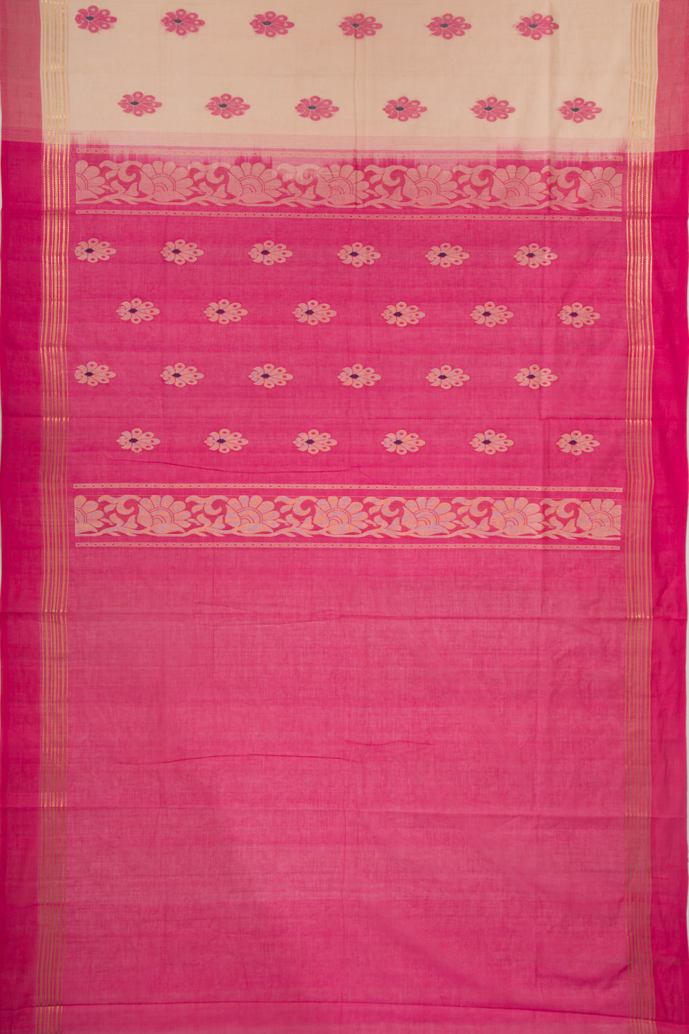 Chettinad Cotton Plain Cream Saree