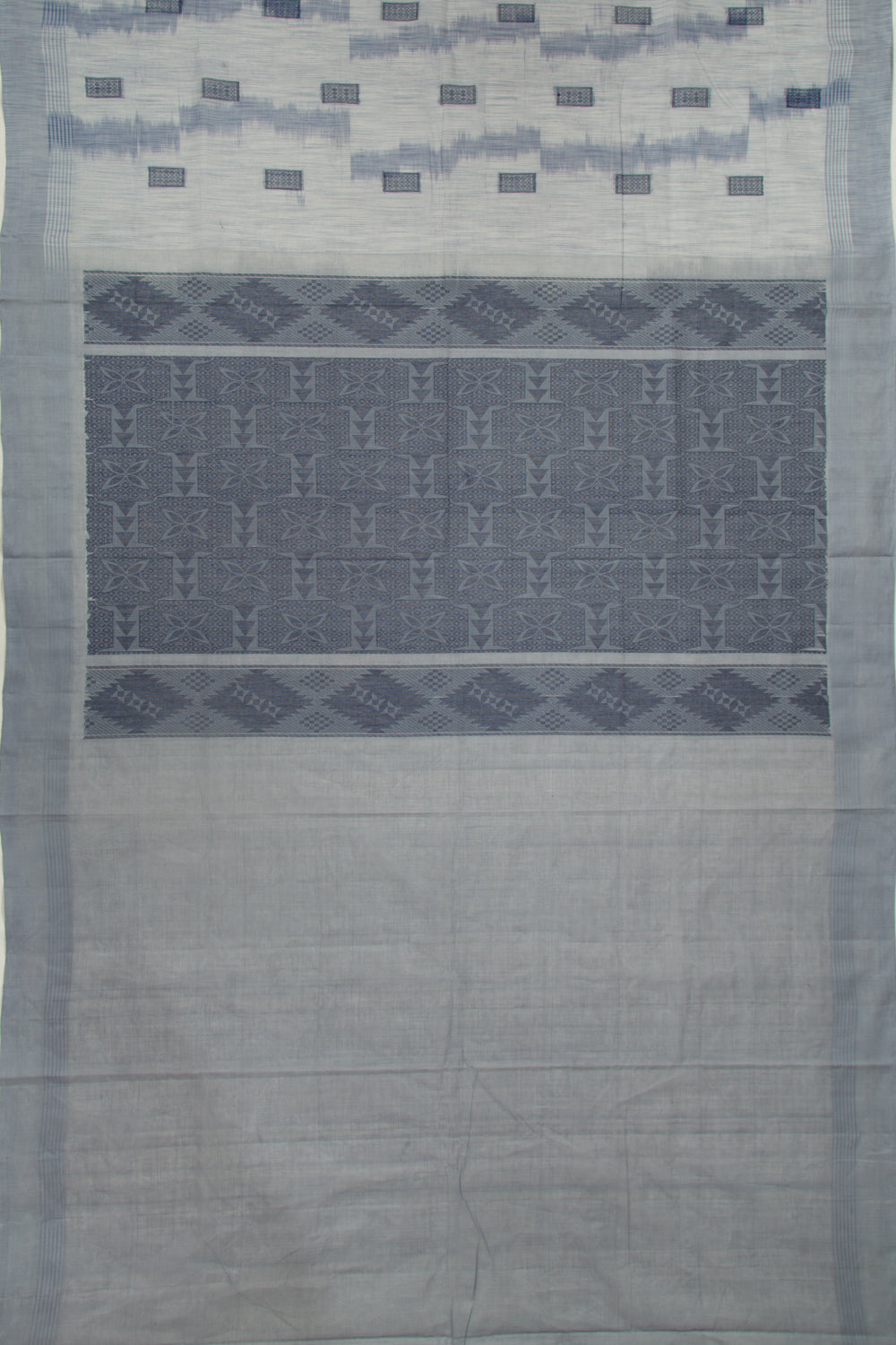 Handspun Cotton Brocade White Saree