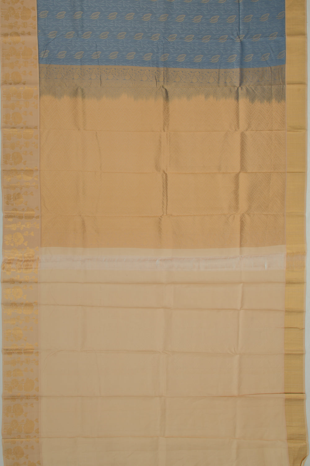 Soft Silk Brocade Steel Blue Saree