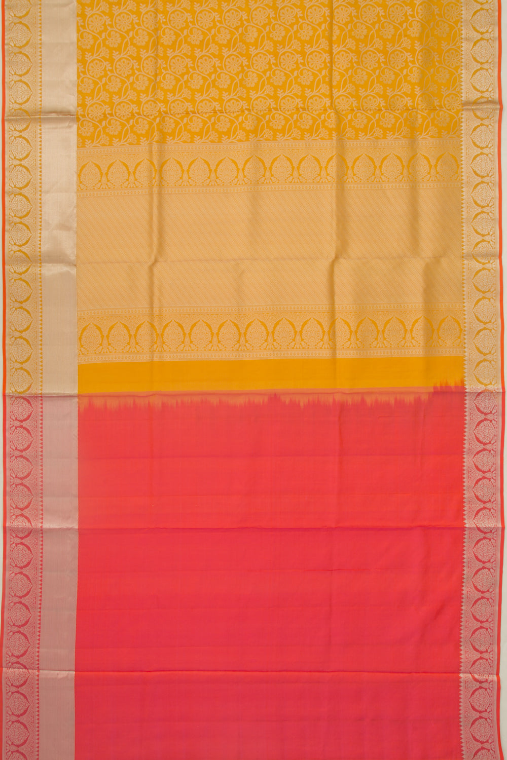 Taranga Kanchi Silk Jaal Mustard Yellow Saree