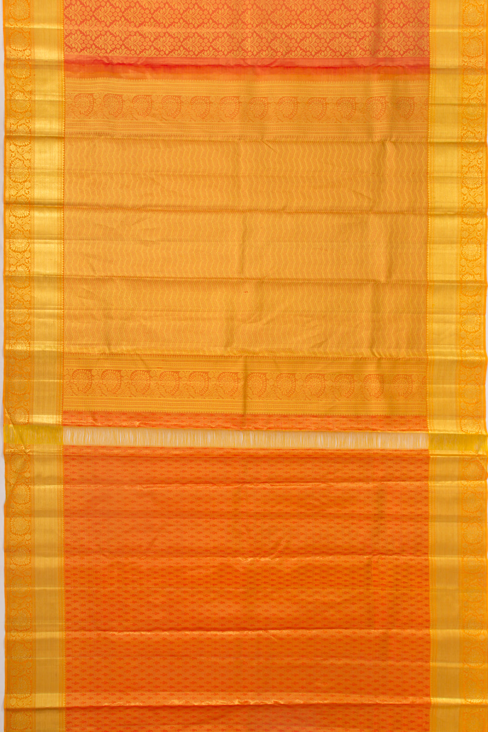 Taranga Kanchi Silk Tissue Brocade Orange Saree
