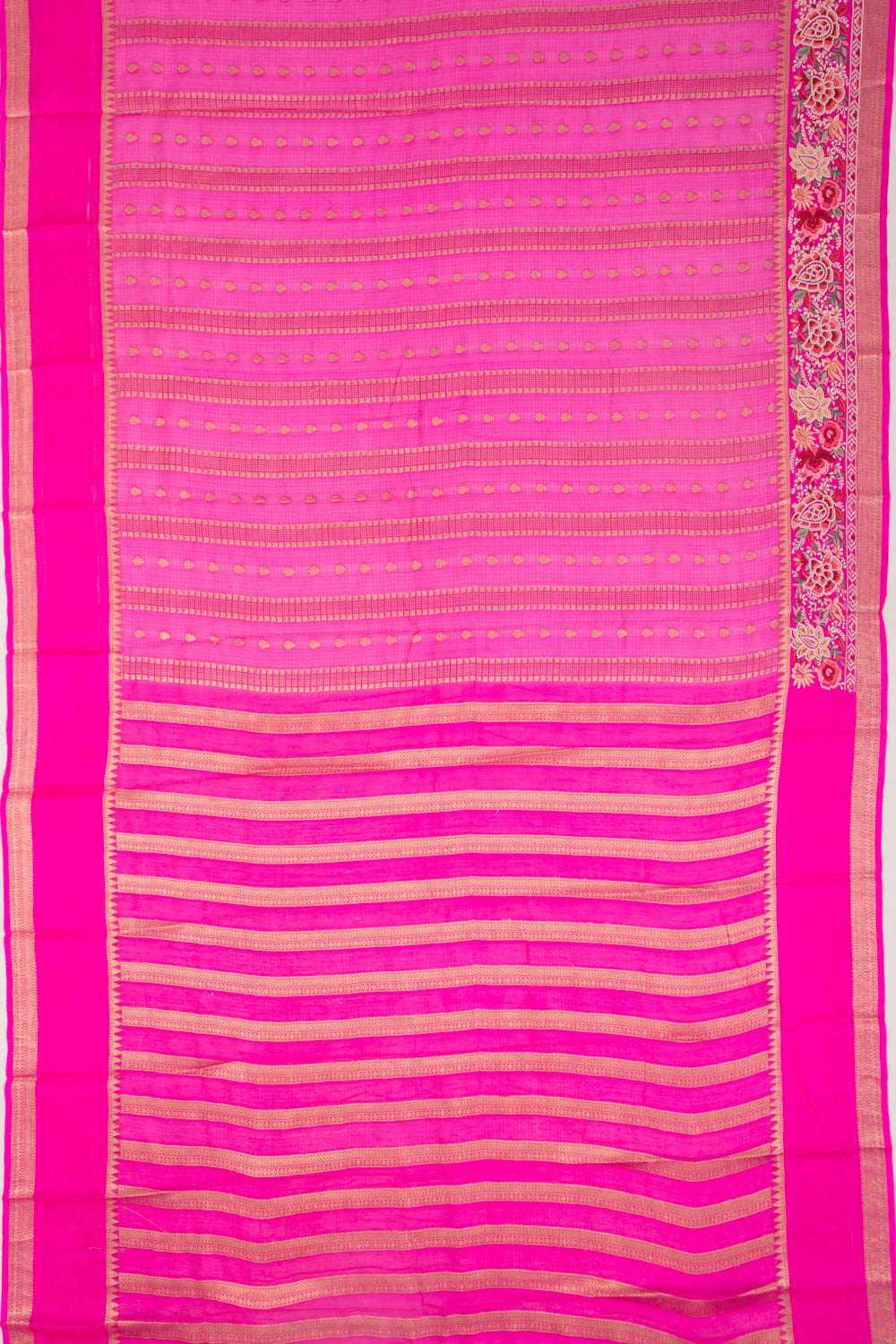 Kota Soft Silk Vertical Lines Pink Saree