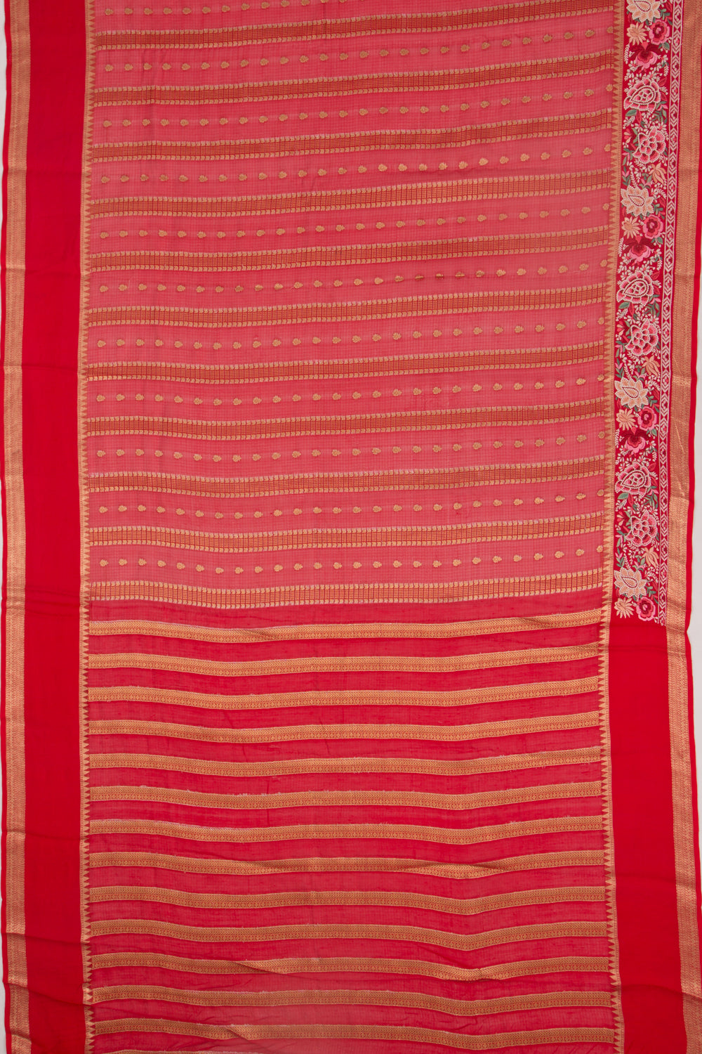 Kota Soft Silk Vertical Lines Red Saree