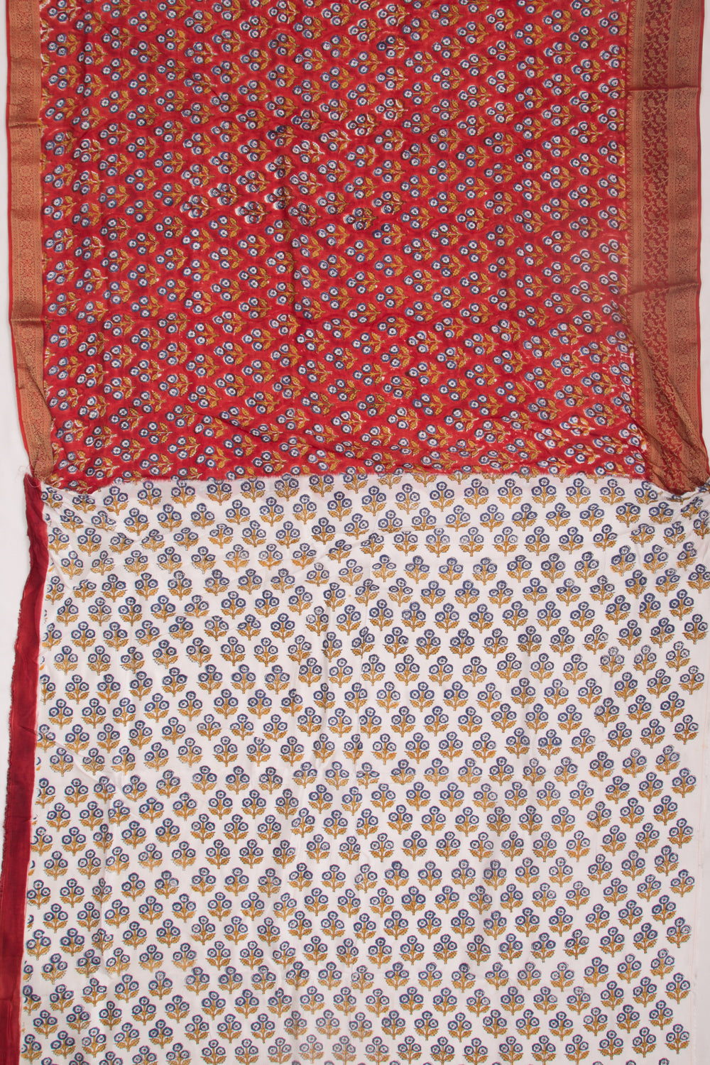Chanderi Silk Floral Printed Red Saree