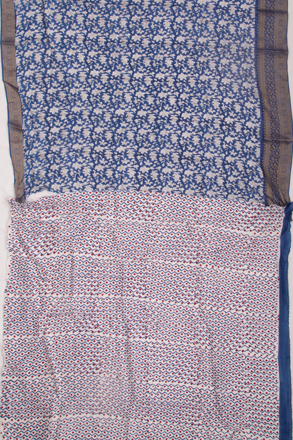 Chanderi Silk Floral Printed Royal Blue Saree