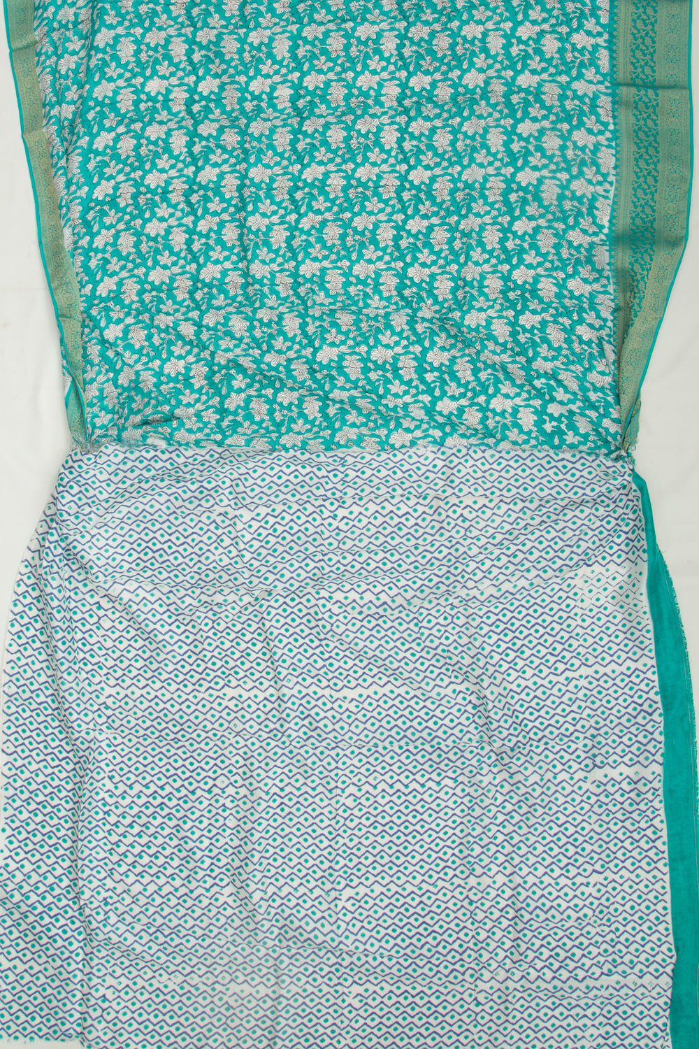 Chanderi Silk Floral Printed Green Saree