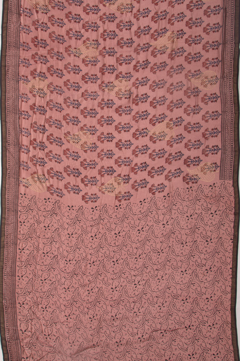 Chanderi Silk Batik Printed And Butta Pastel Pink Saree