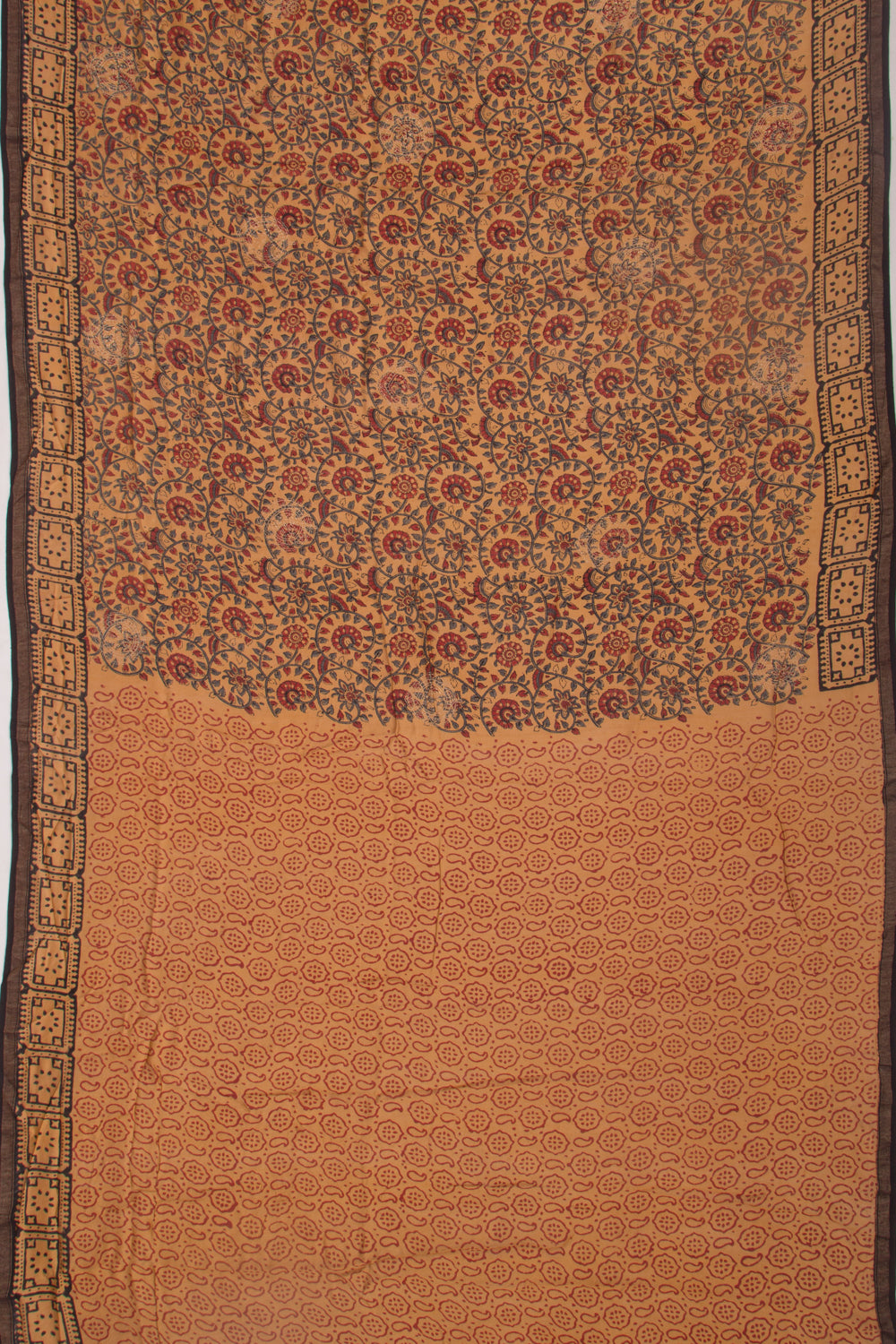 Chanderi Silk Batik Printed And Butta Yellow Saree