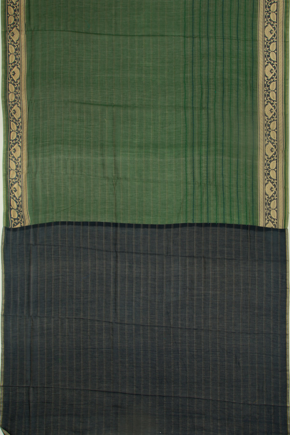 Chanderi Cotton Kanta Work Dark Green Saree