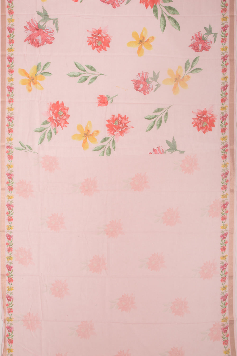 Kota Soft Silk Floral Printed Baby Pink Saree