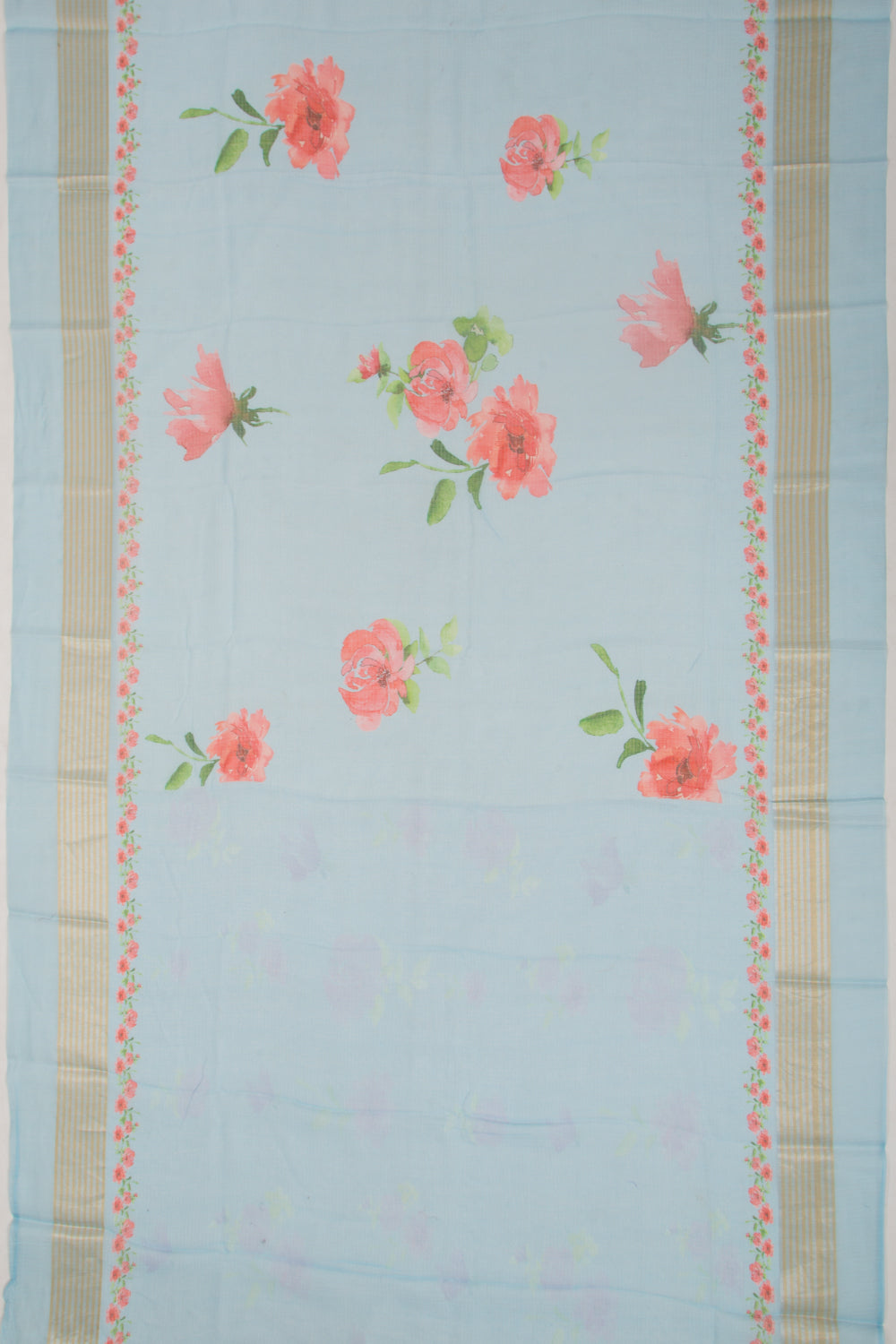 Kota Soft Silk Floral Printed Pastel Blue Saree
