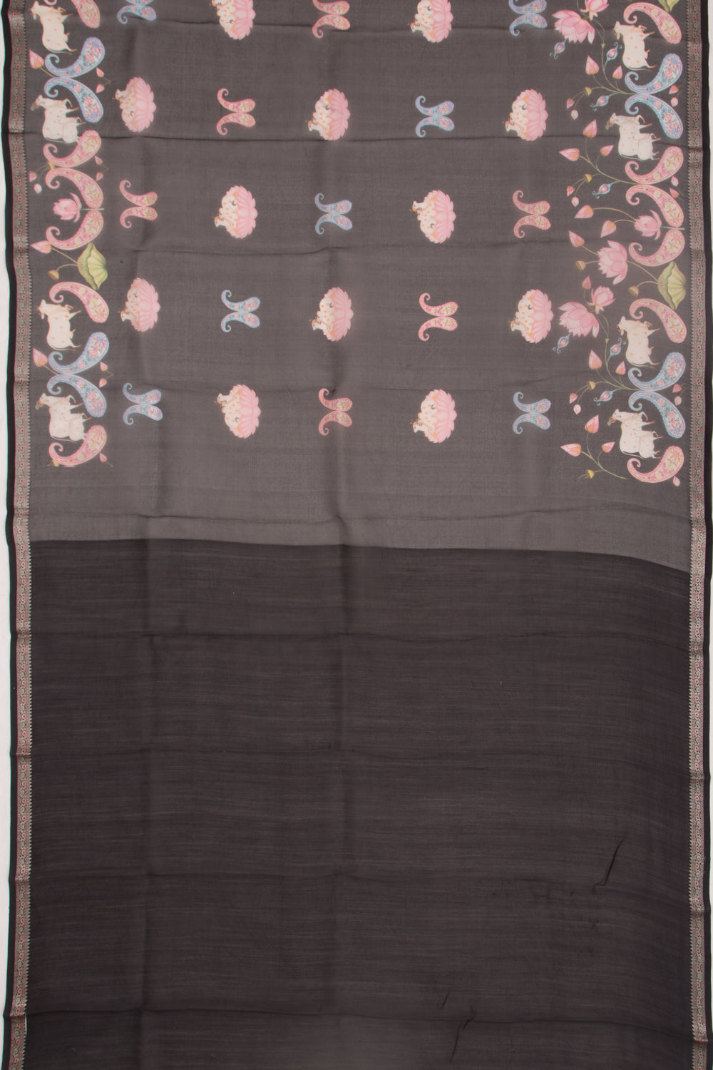 Organza Pichwai Printed Black Saree