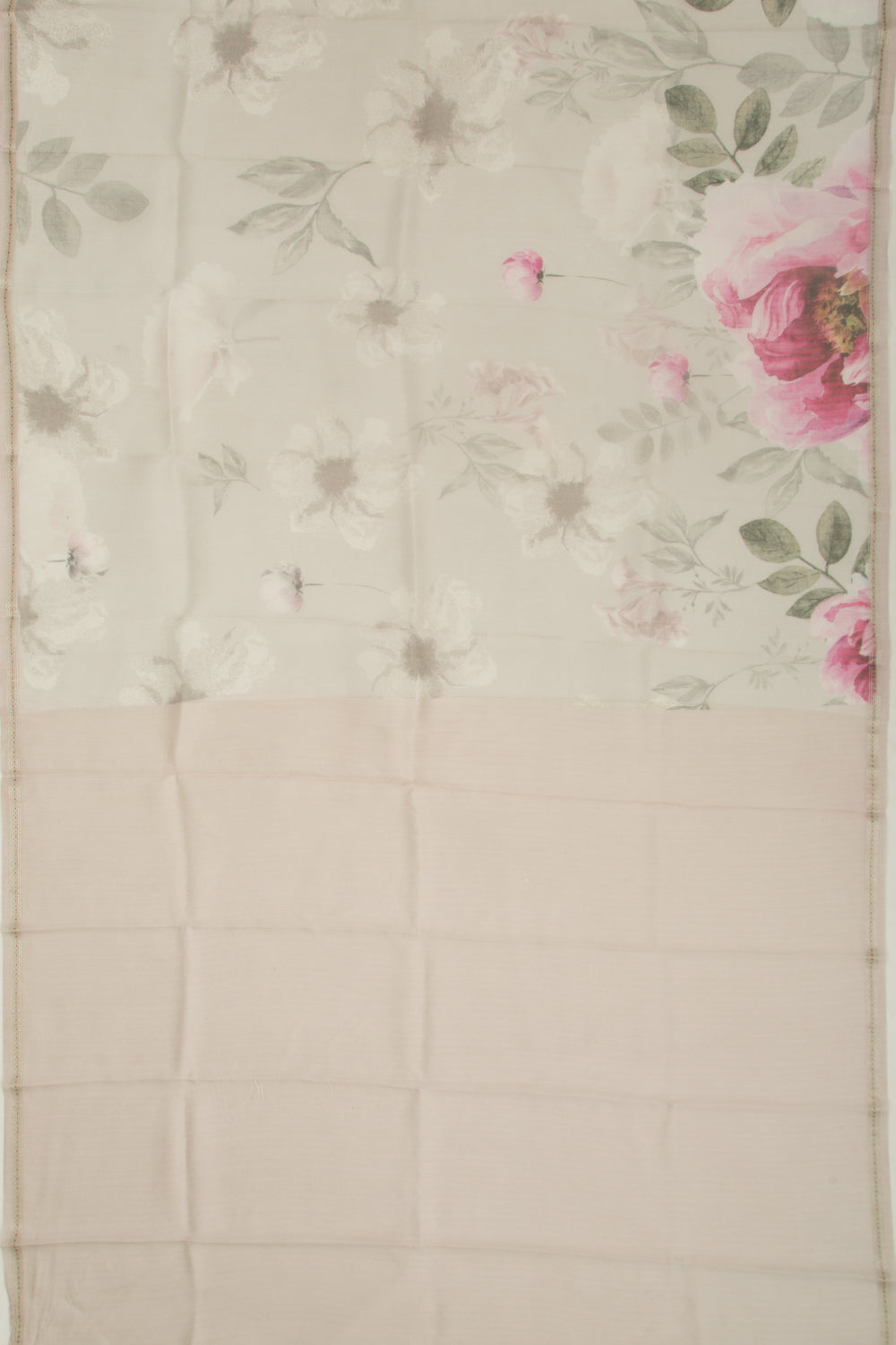Organza Floral Printed Off White Saree