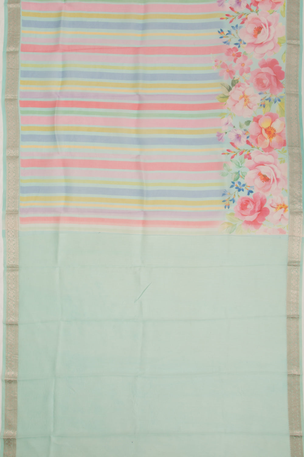 Organza Floral Printed Sea Green Saree