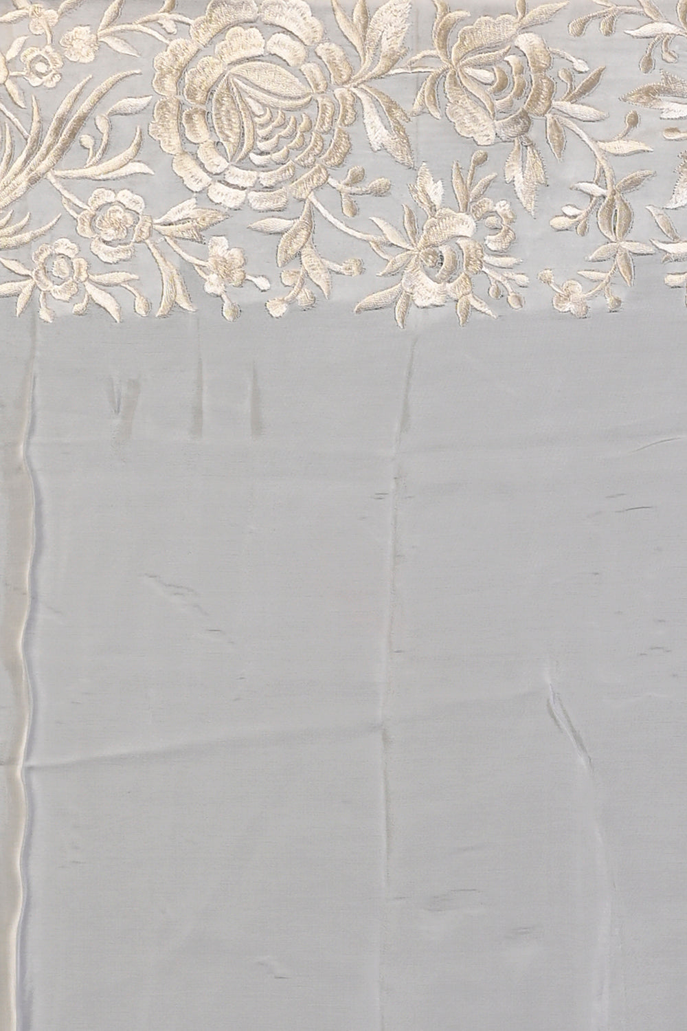 Satin Floral Printed White Saree