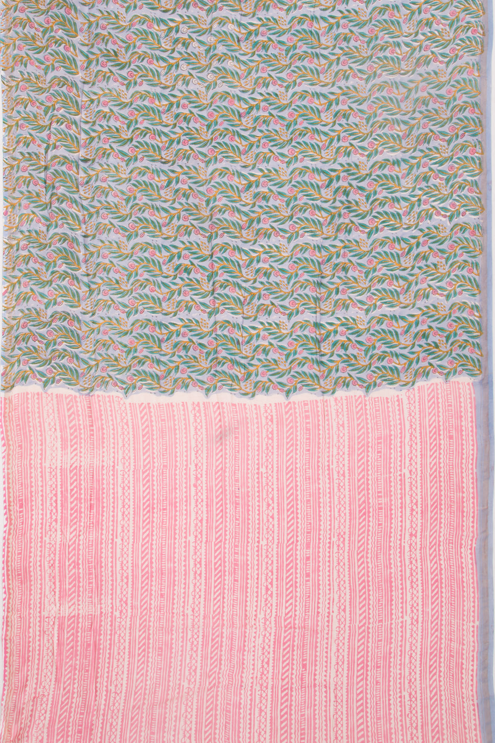 Chanderi Silk Floral Printed Pastel Grey Saree