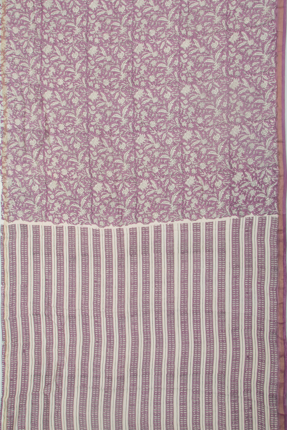 Chanderi Cotton Floral Printed Lavender Saree