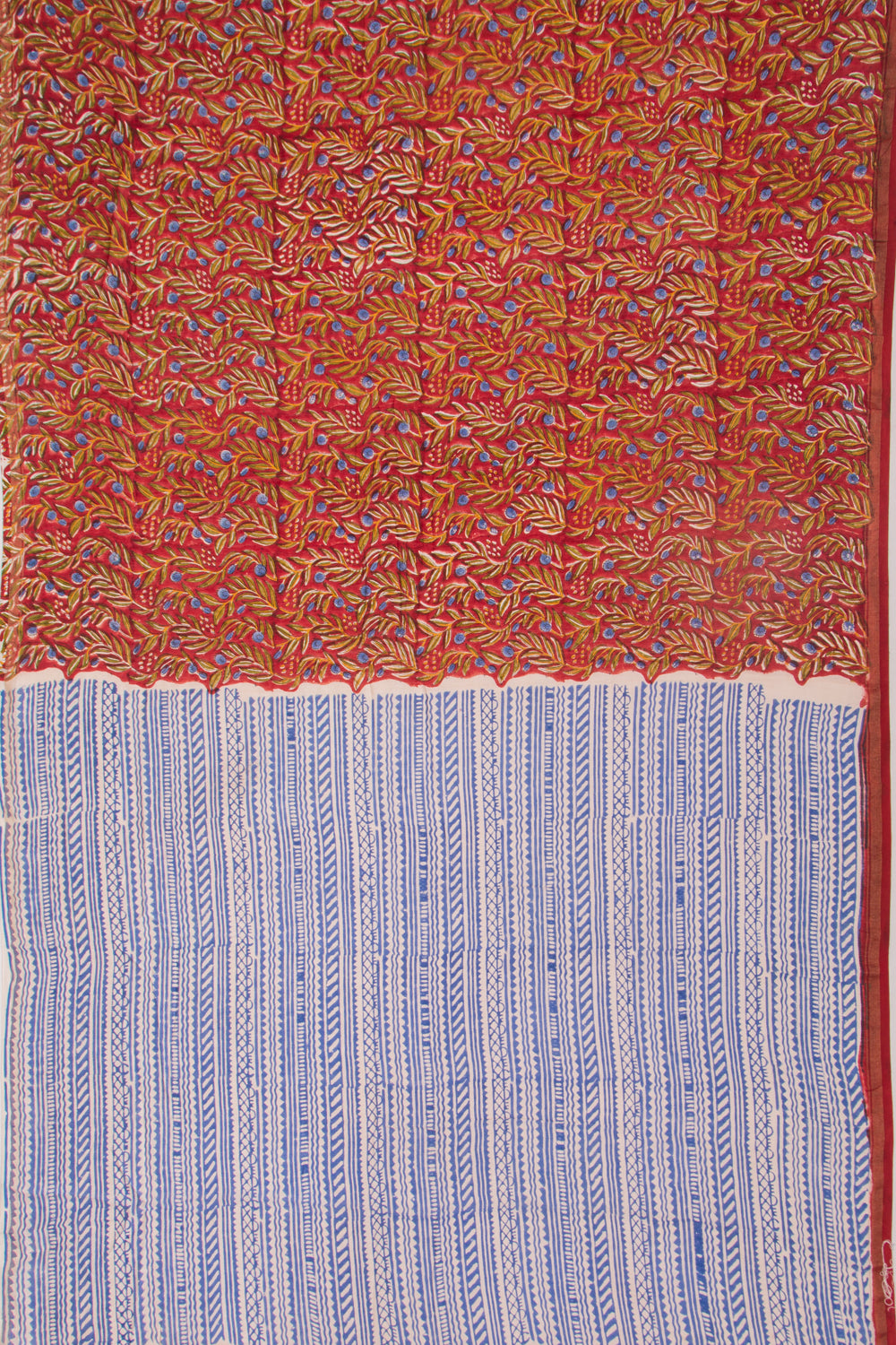 Chanderi Silk Floral Printed Red Saree