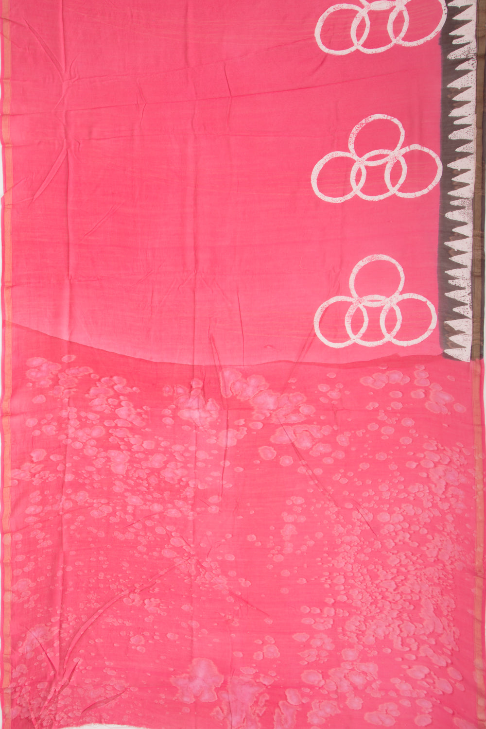 Chanderi Silk Batik Printed Pink Saree