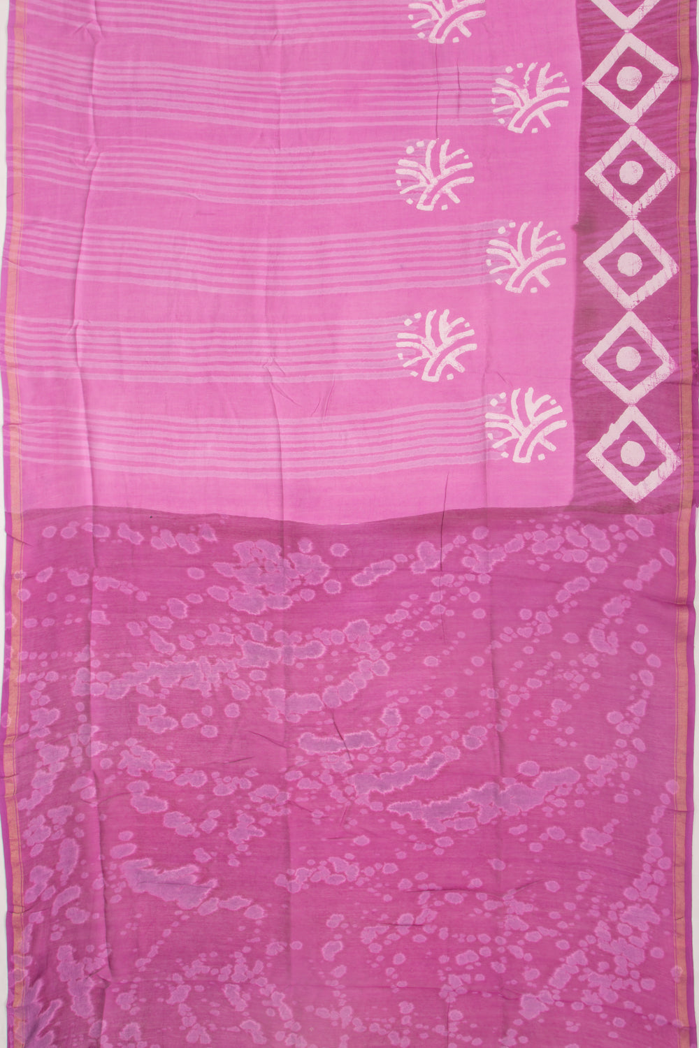 Chanderi Silk Batik Printed Lavender Saree
