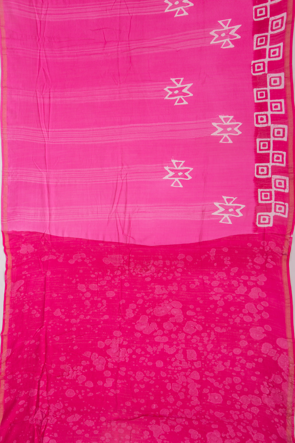 Chanderi Silk Batik Printed Pink Saree