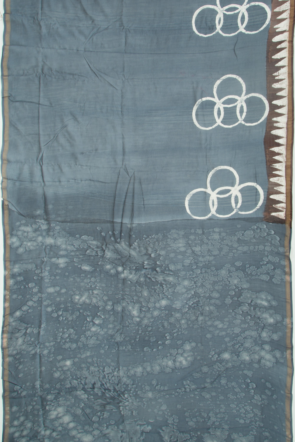 Chanderi Silk Batik Printed Elephant Grey Saree