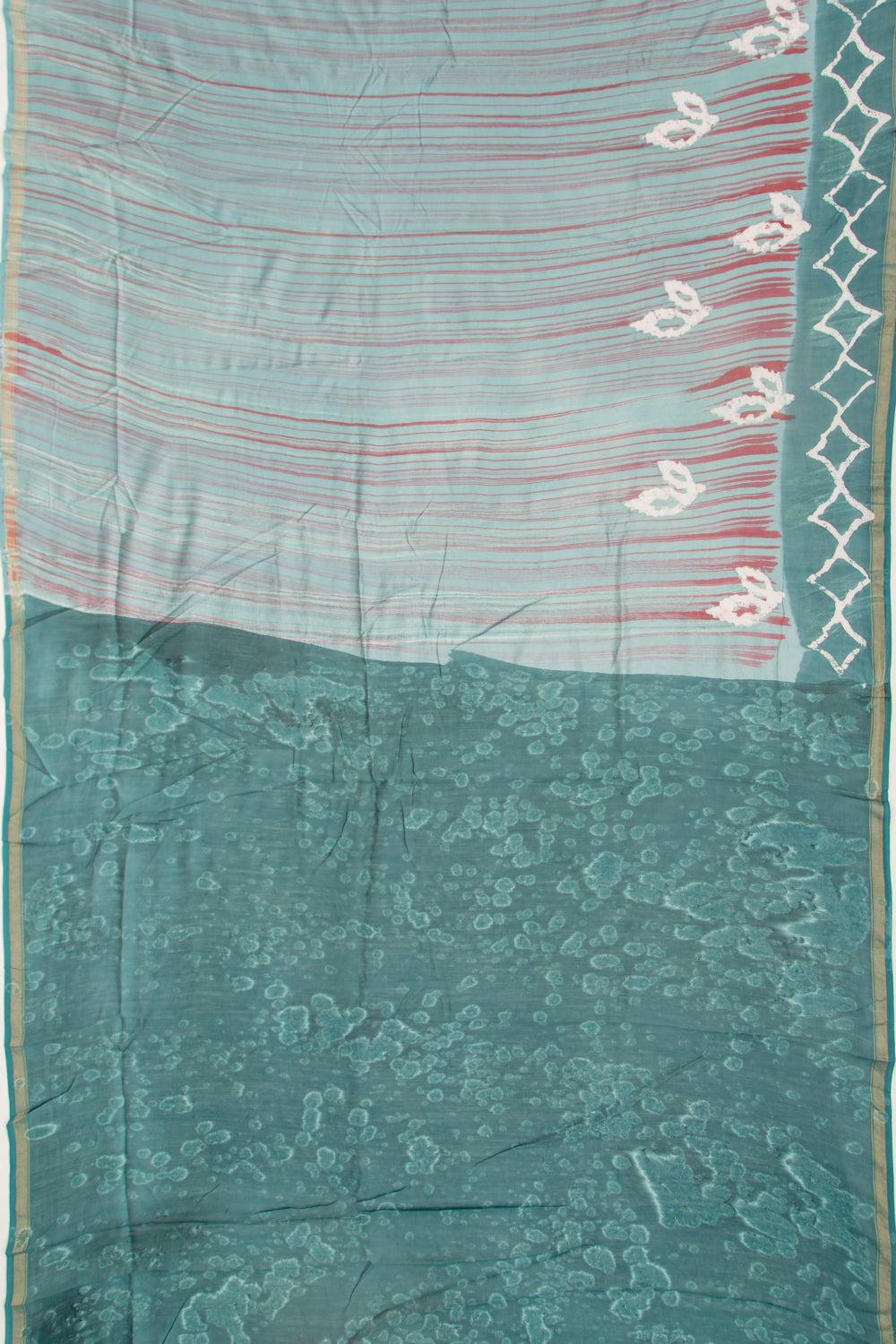 Chanderi Silk Batik Printed Pastel Green Saree