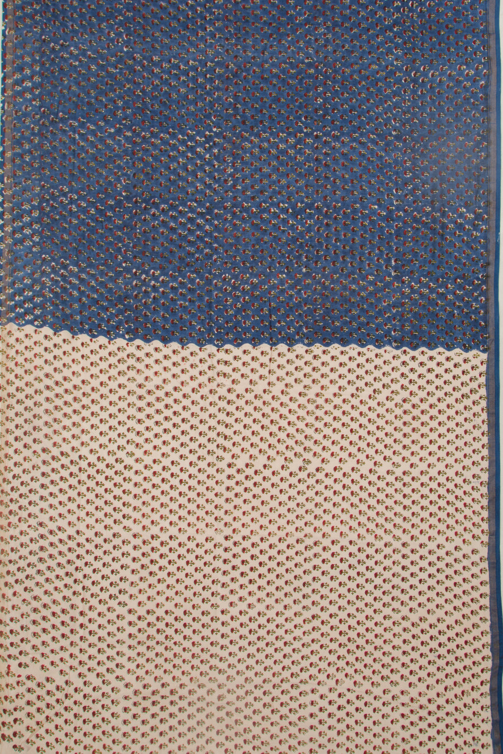 Chanderi Cotton Floral Printed Blue Saree