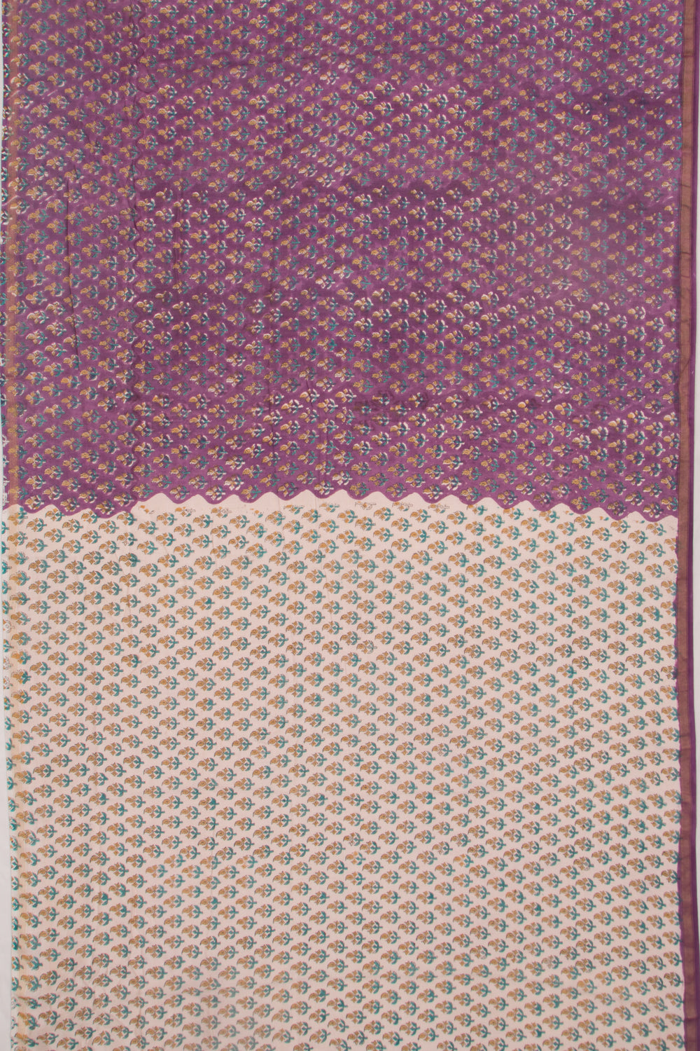 Chanderi Cotton Floral Printed Lilac Saree