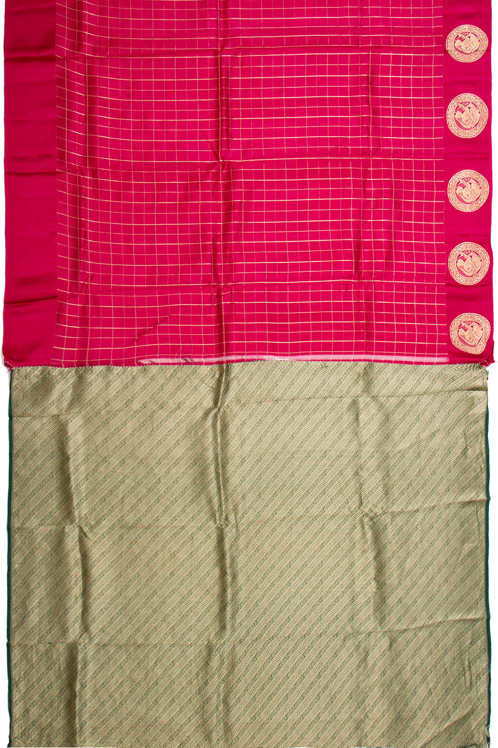Banarasi Silk Katan Checks Pink Saree