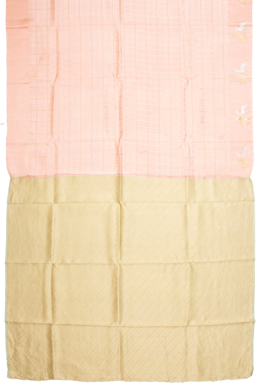 Banarasi Silk Katan Checks Pastel Orange Saree