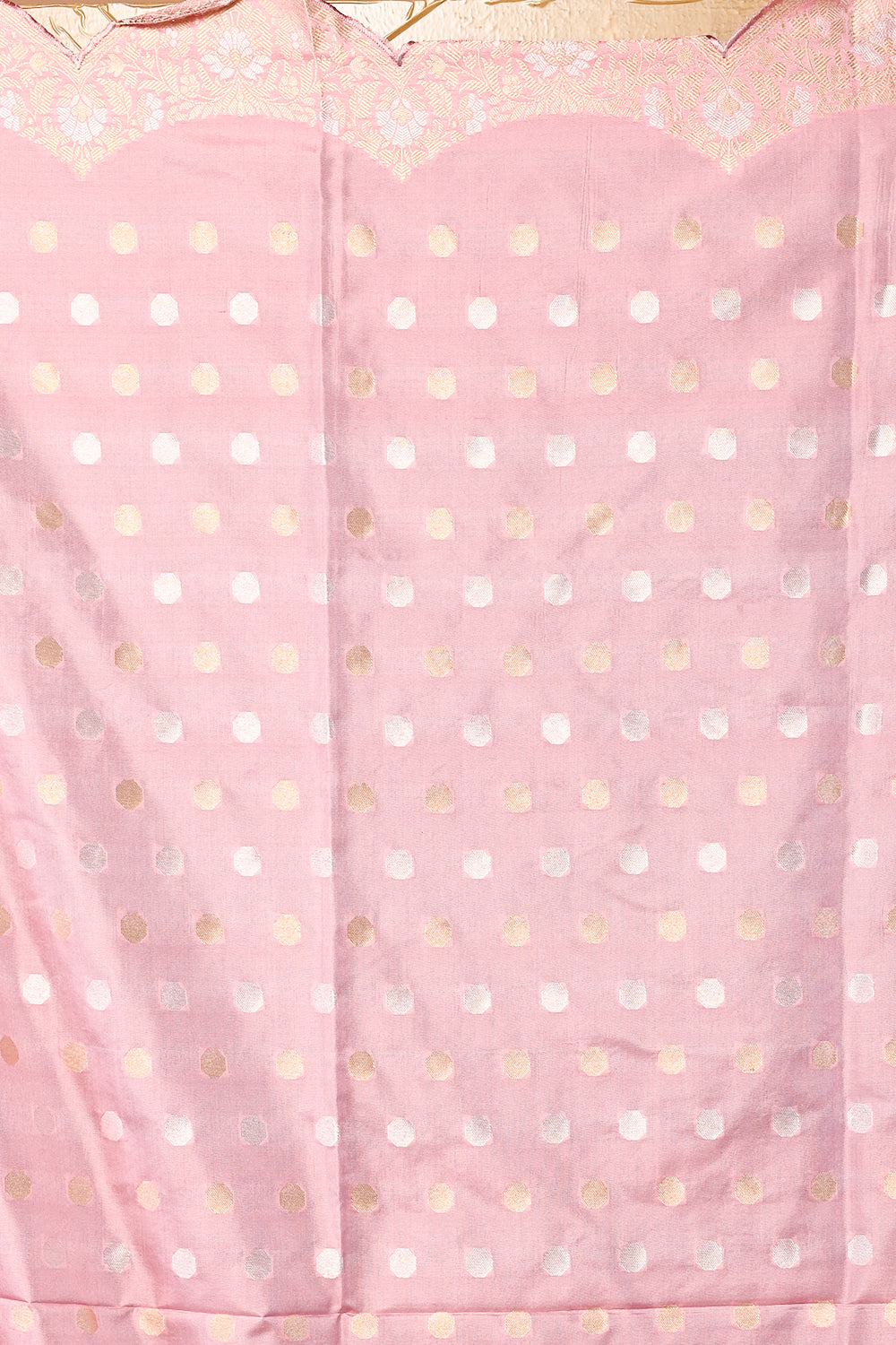 Banarasi Silk Jaal Baby Pink Saree With Scallop Border