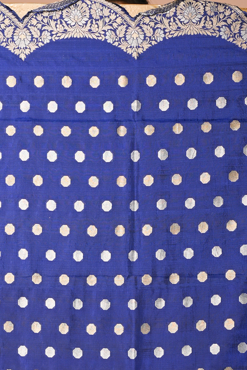 Banarasi Silk Jaal Royal Blue Saree With Scallop Border