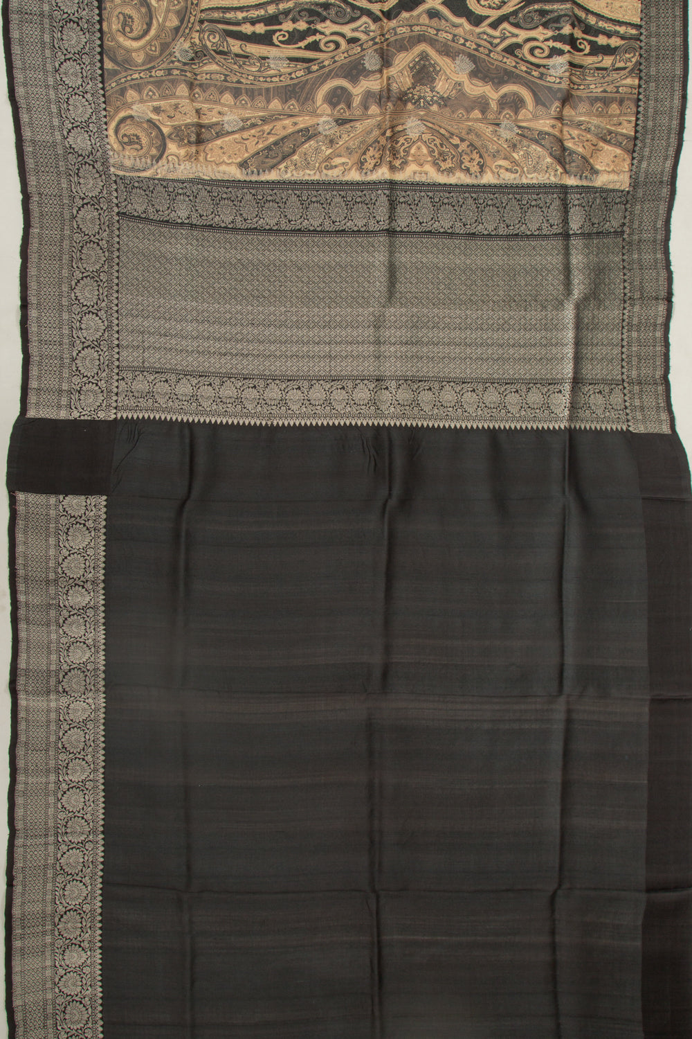 Tussar Printed And Butta Black Saree