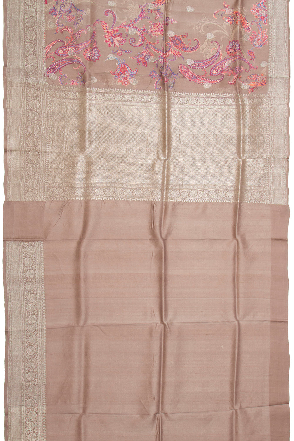 Tussar Printed Cream Saree