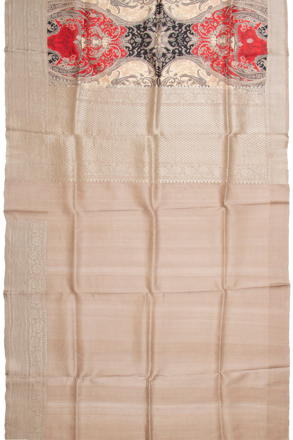 Tussar Printed Beige Saree