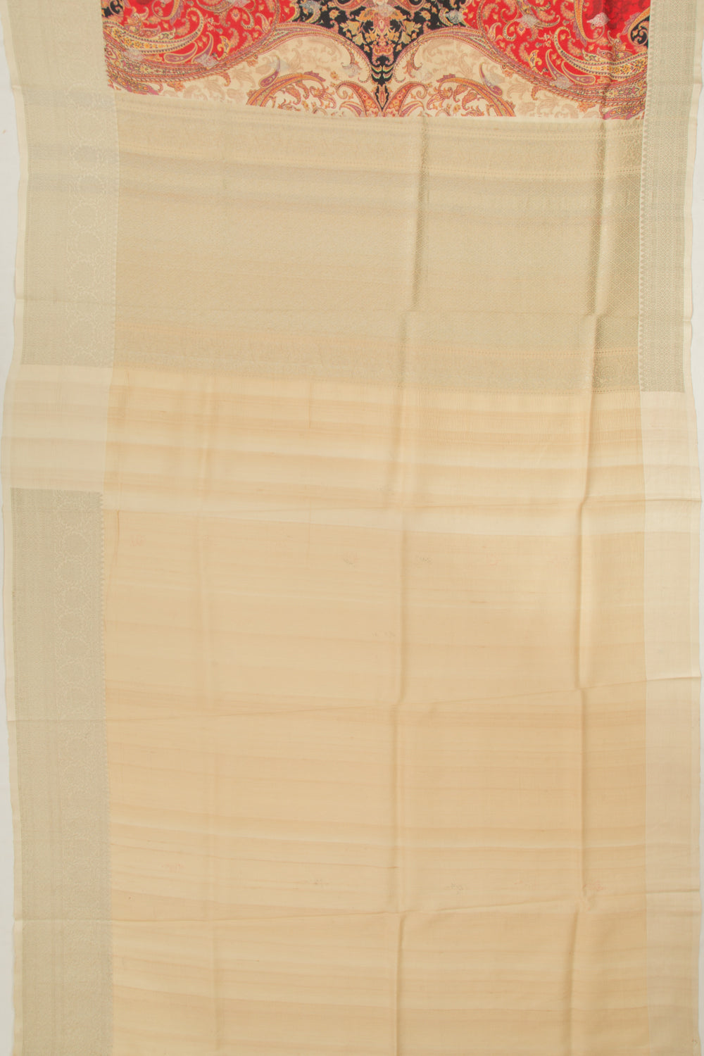 Tussar Printed And Butta Cream Saree