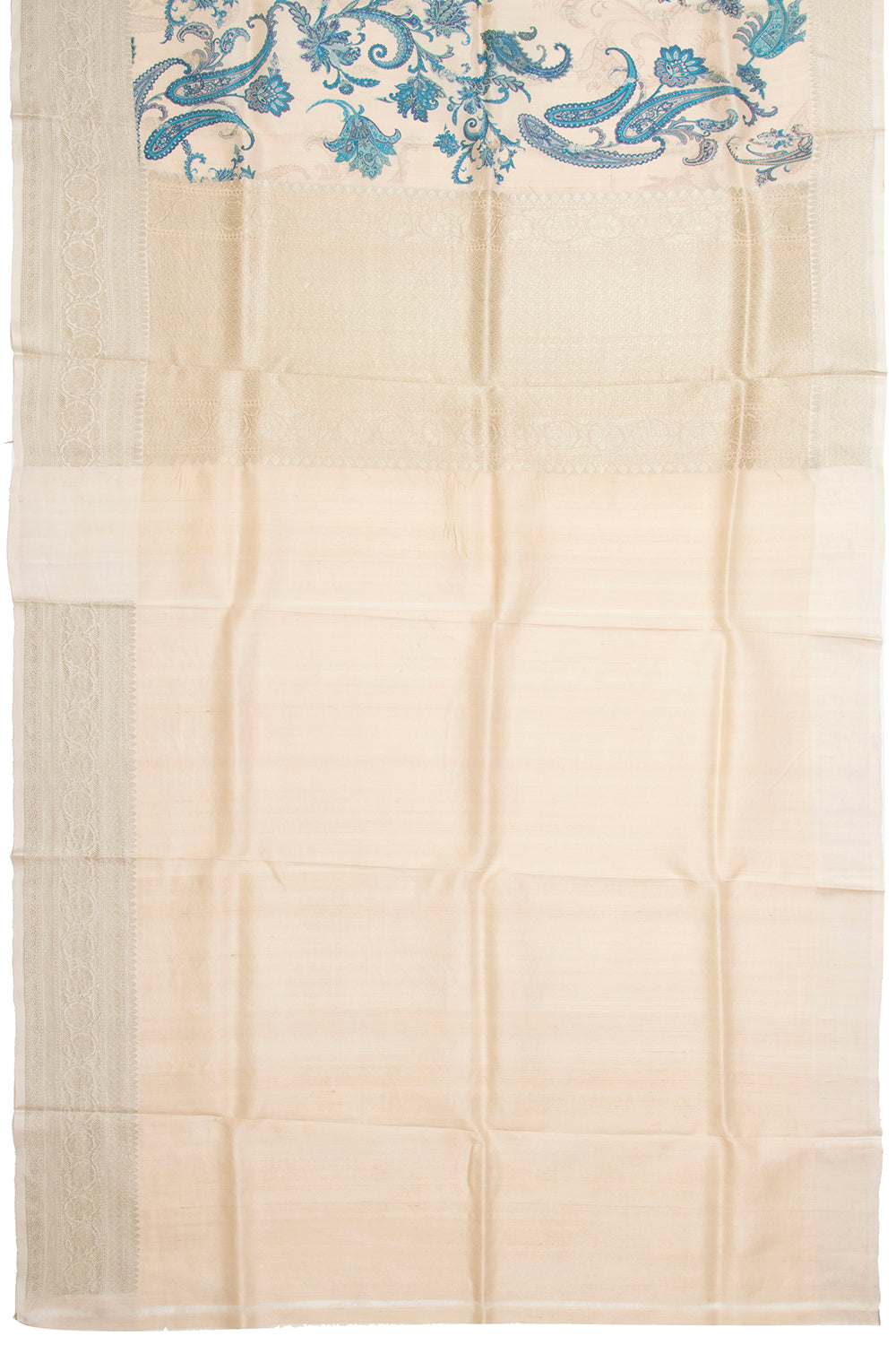 Tussar Printed Cream Saree