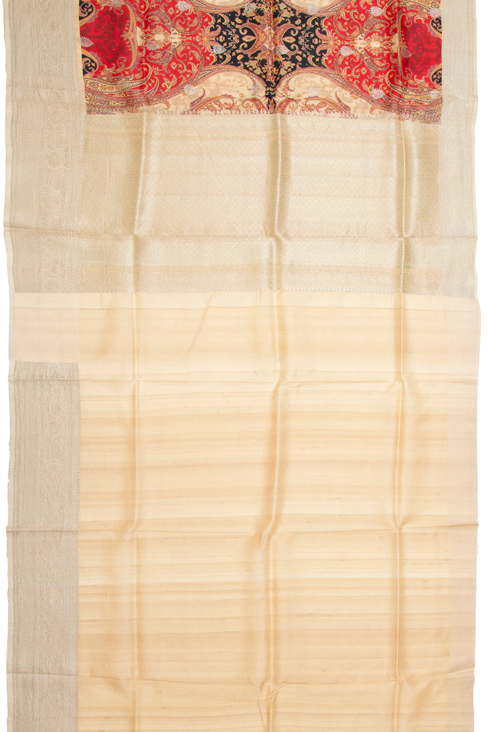 Tussar Printed Cream Saree