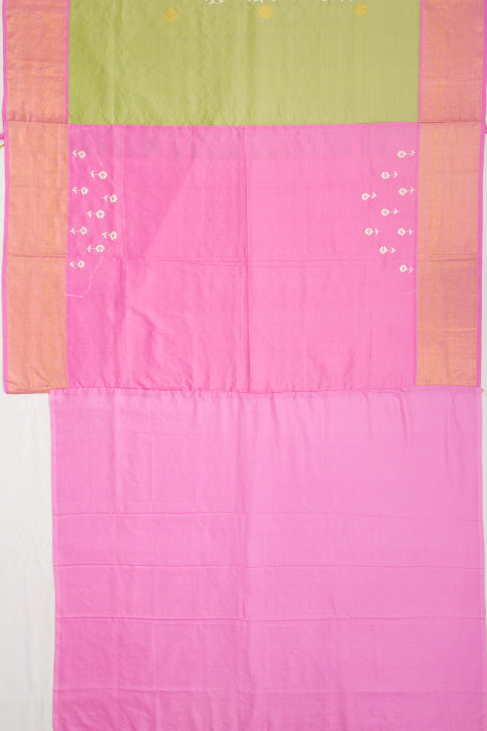 Parsi Gara Kanchipuram Silk Embroidery Green Saree