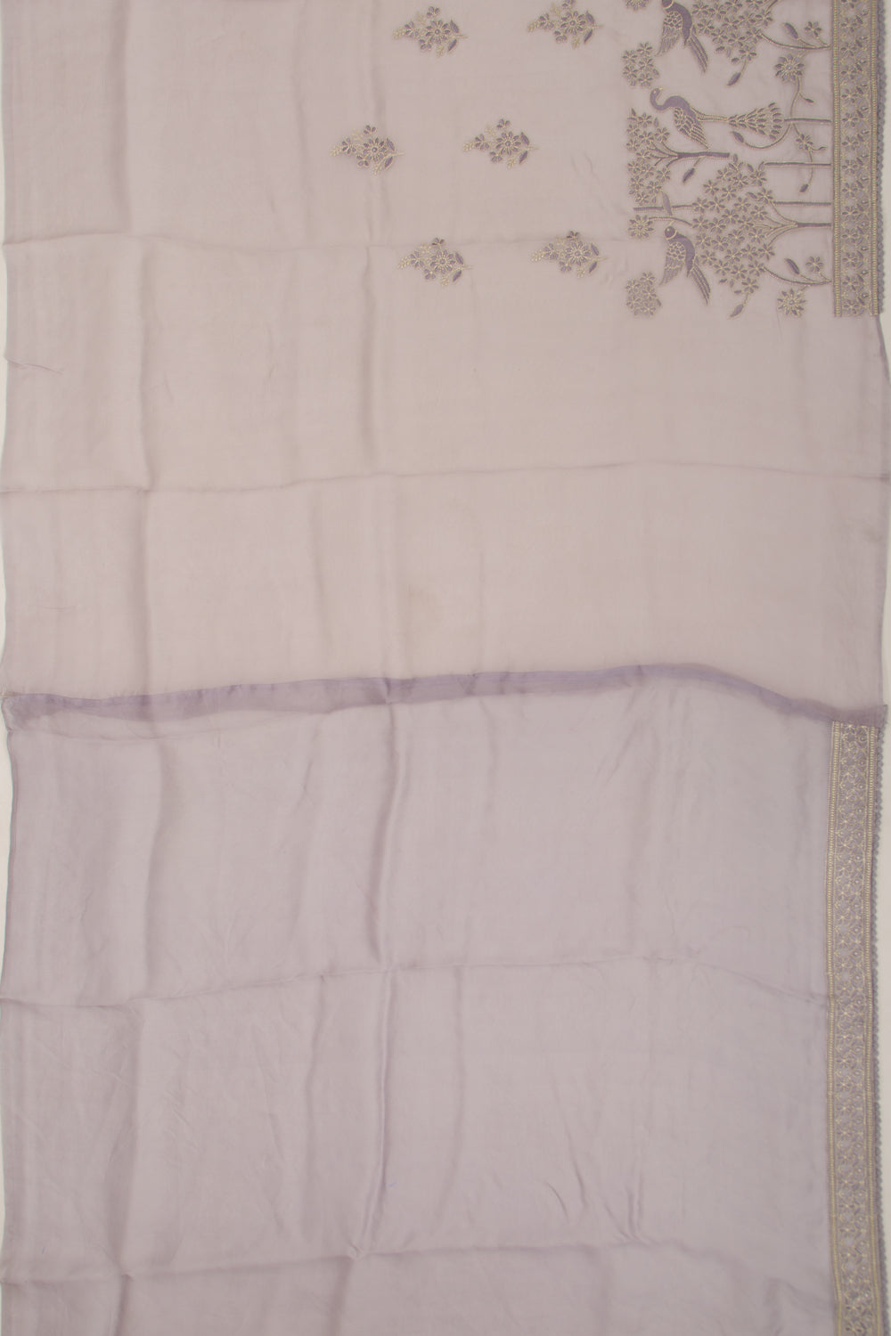 Organza Floral Embroidery Butta Lavender Saree