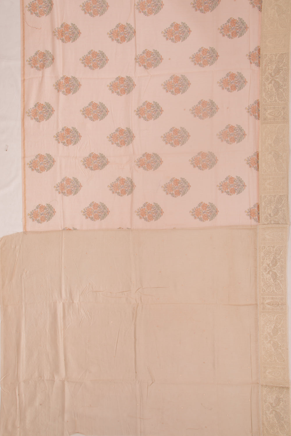 Chanderi Silk Floral Printed Peach Saree