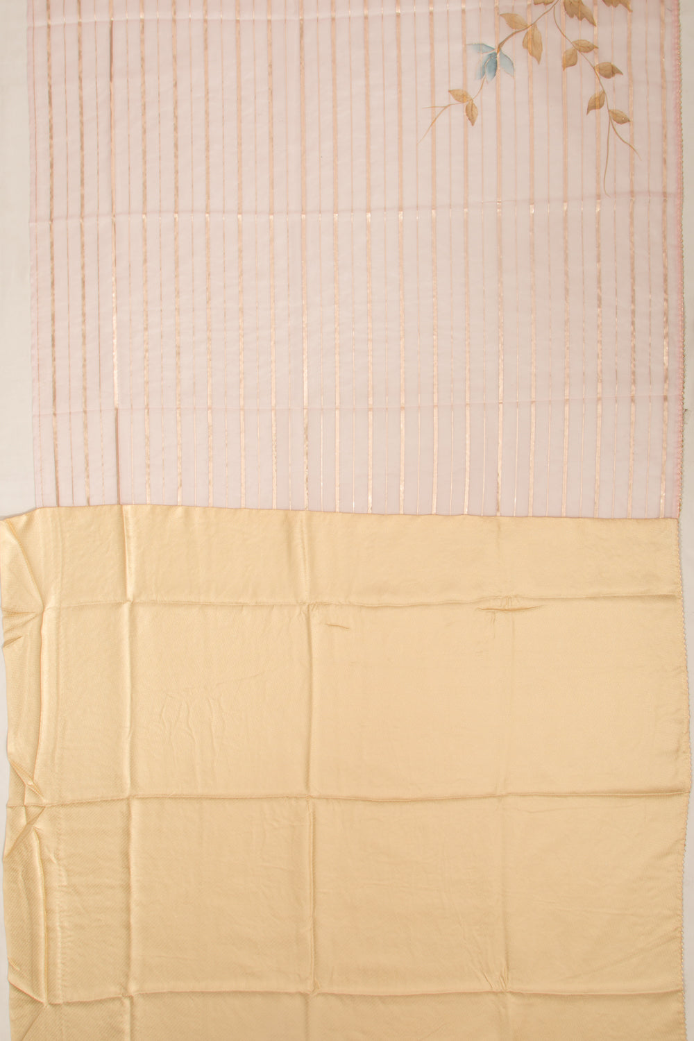 Organza Lines And Printed Pink Saree