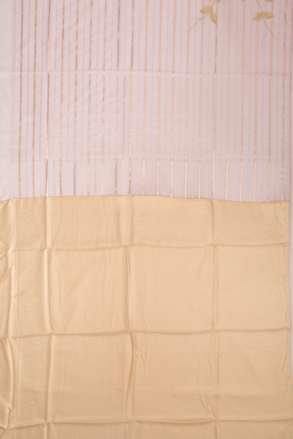 Organza Lines And Printed Baby Pink Saree