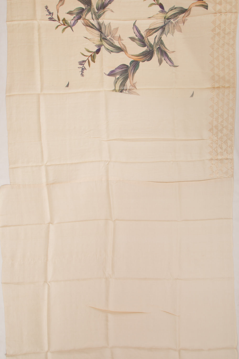 Tussar Floral Printed Beige Saree