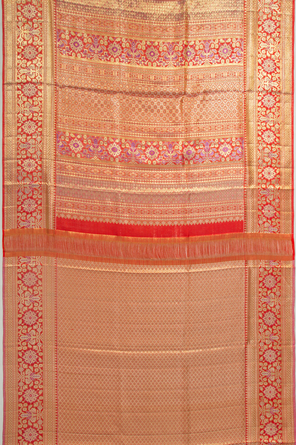 Kanchipuram Silk Tissue Brocade Gold Saree