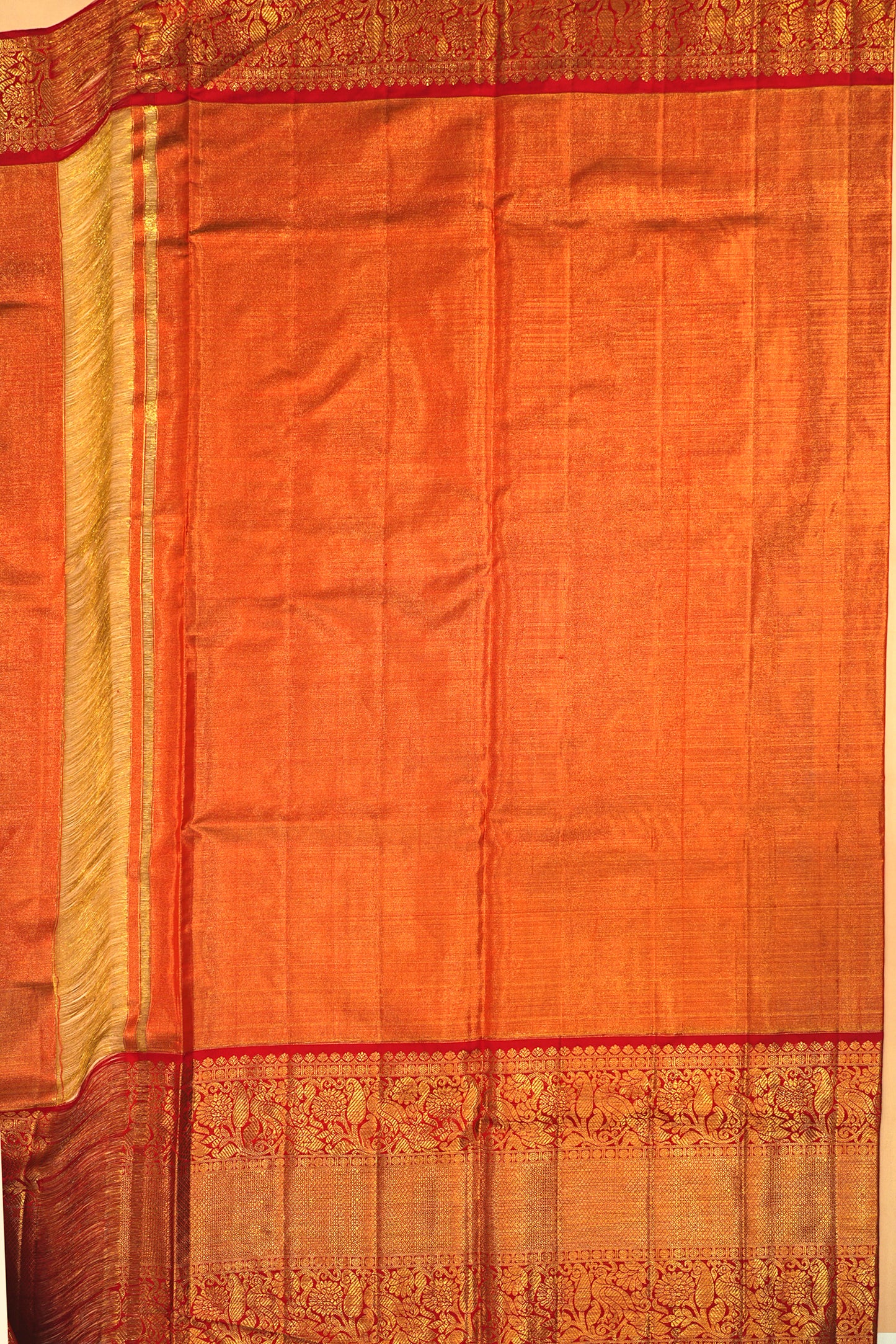 Kanchipuram Silk Tissue Jaal Pink Saree